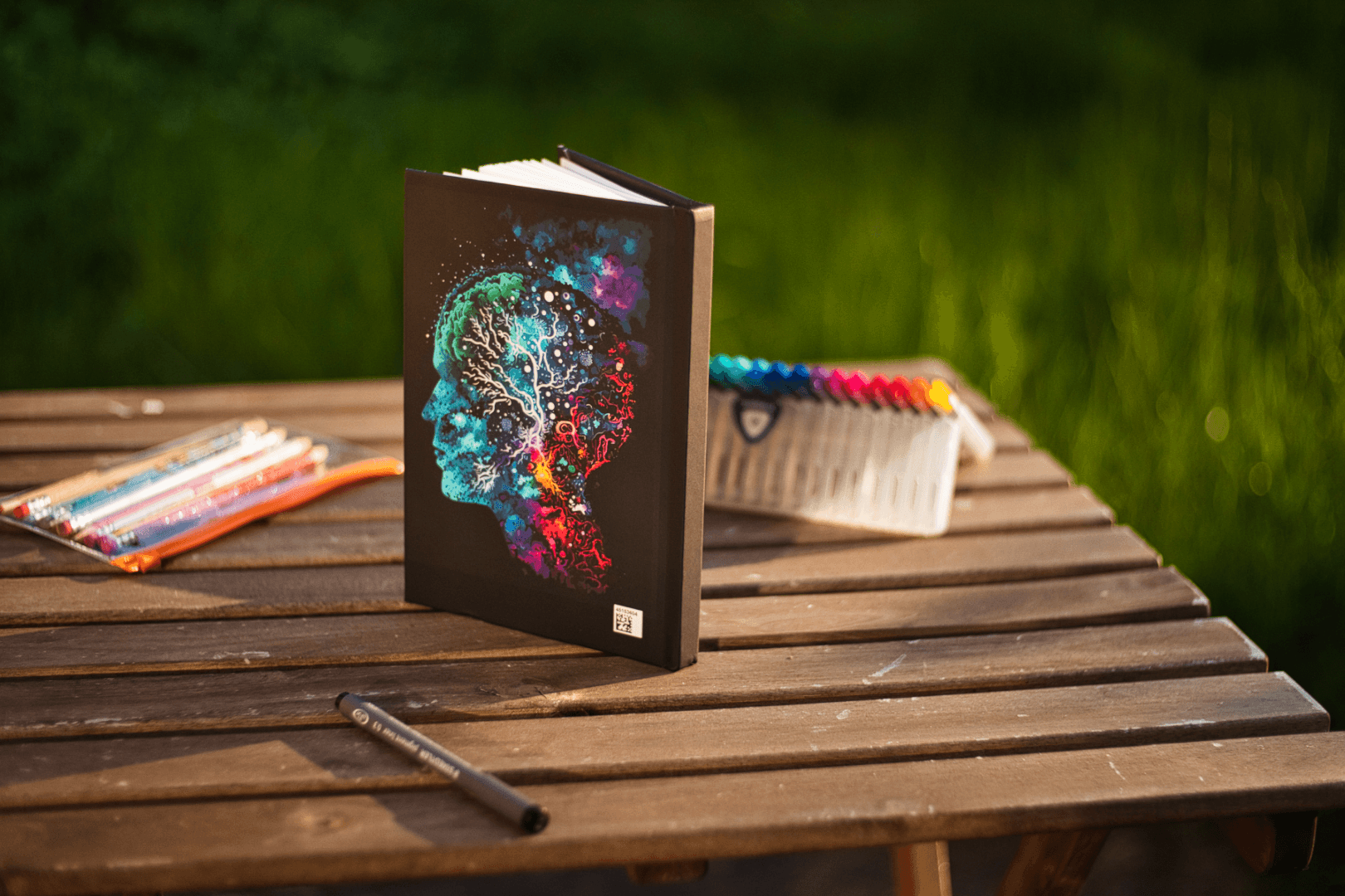 Cosmic Thinker - Hardcover Notebook - Colourful Brain Notebook for Neuroscience Enthusiasts_Paper products_BioBrainBuddies_