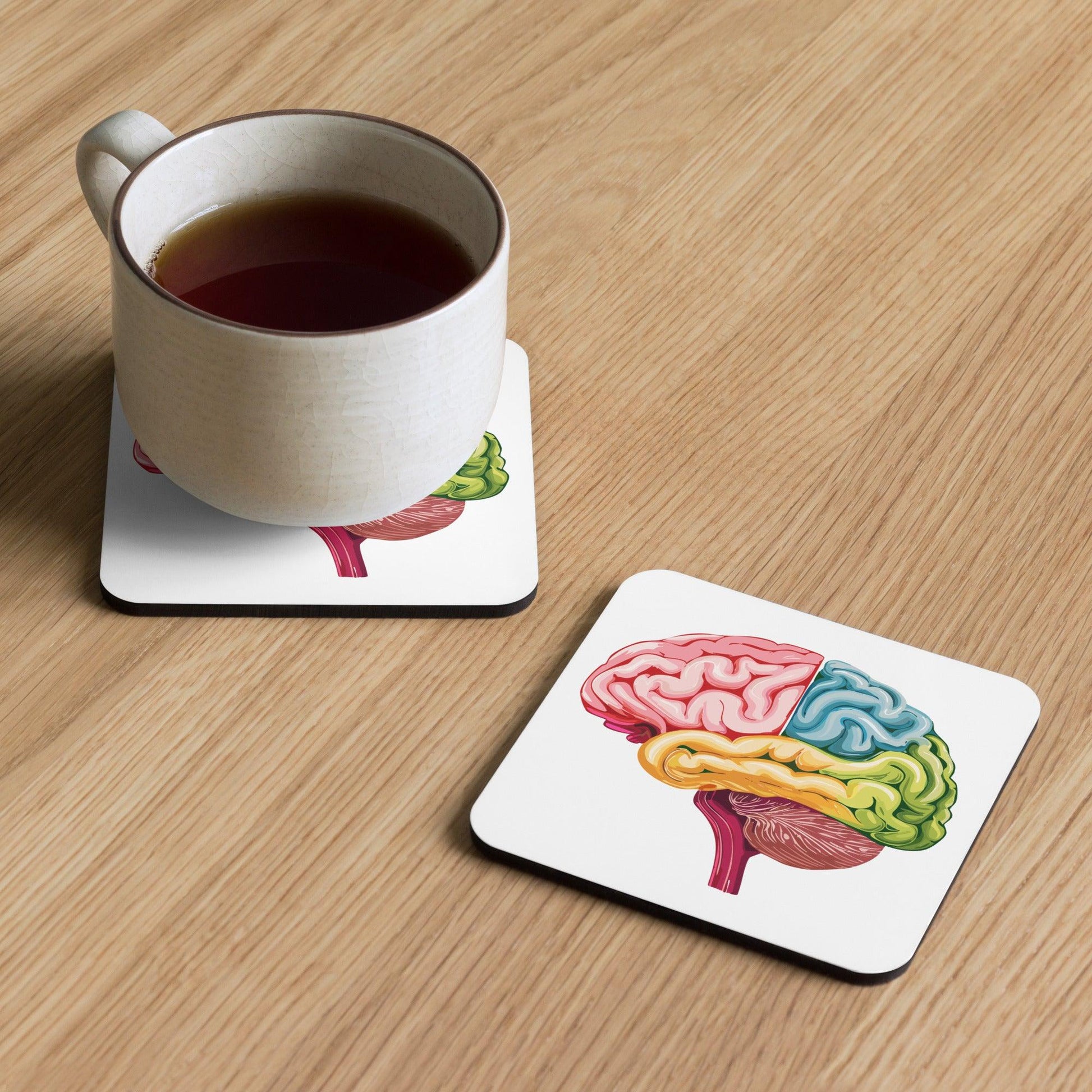 Vibrant Brain Anatomy Cosmic Colourful Unisex Coaster, Neurology Neuroscience Neuro, neurologist gift - Colorbrust 2__BioBrainBuddies_