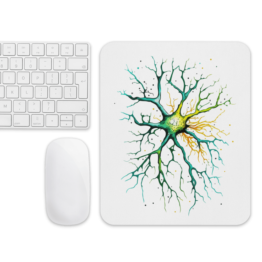 Neural Emerald - Mouse pad - Neuron Watercolour Style Print Art__BioBrainBuddies_