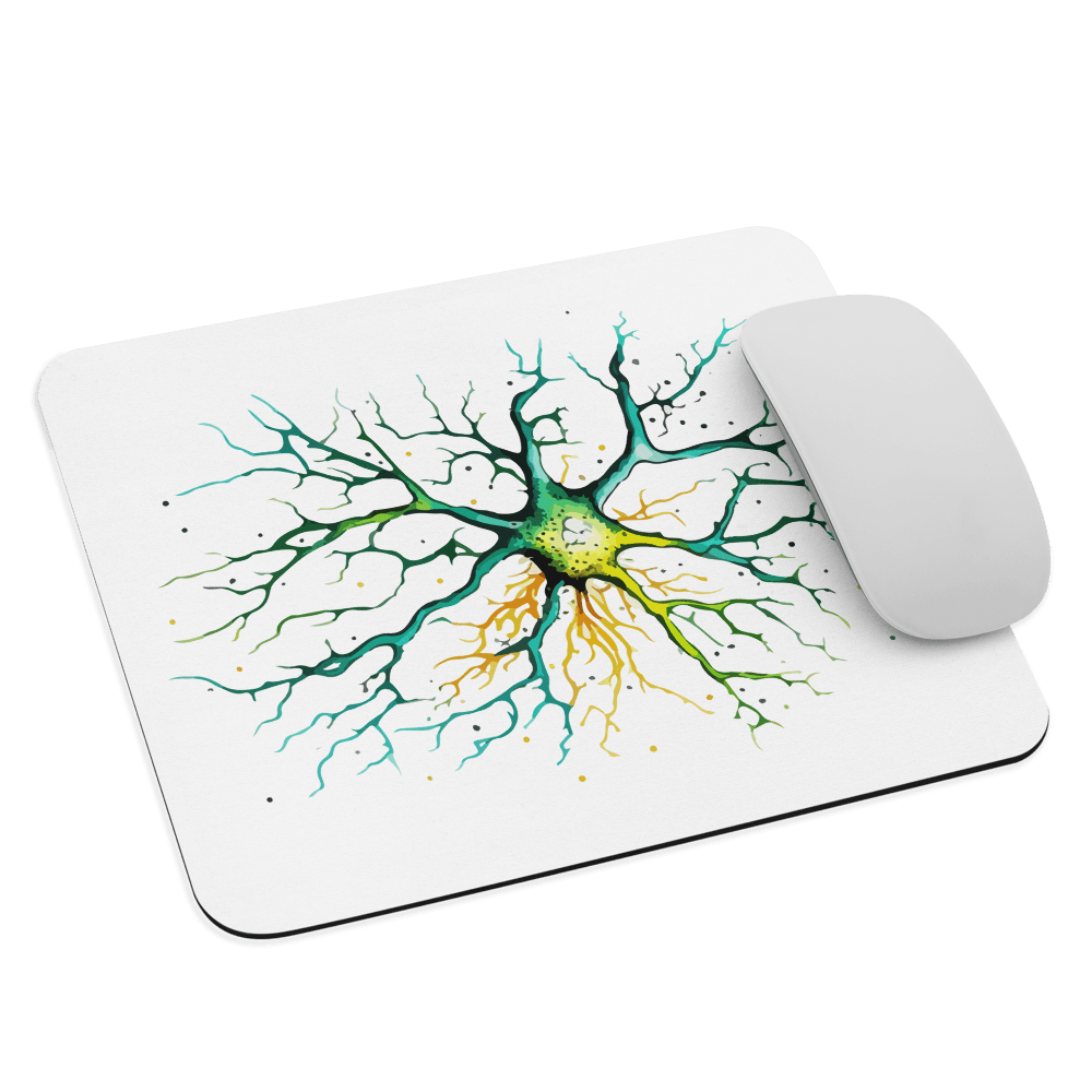 Neural Emerald - Mouse pad - Neuron Watercolour Style Print Art__BioBrainBuddies_