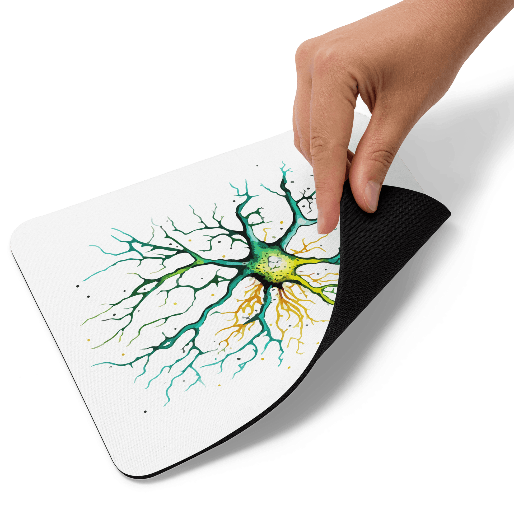 Neural Emerald - Mouse pad - Neuron Watercolour Style Print Art__BioBrainBuddies_