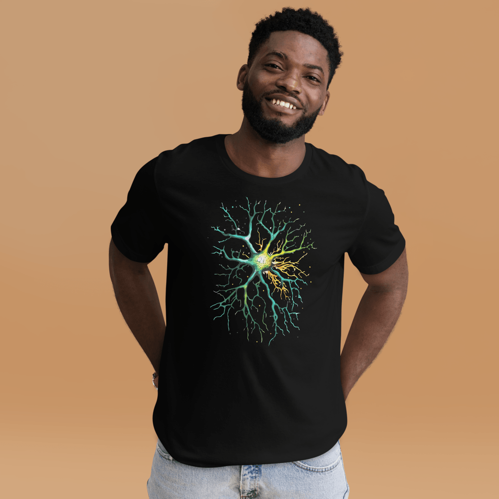 Neural Emerald - T-Shirt - Neuron Watercolour Style Print Art_T-Shirt_BioBrainBuddies_