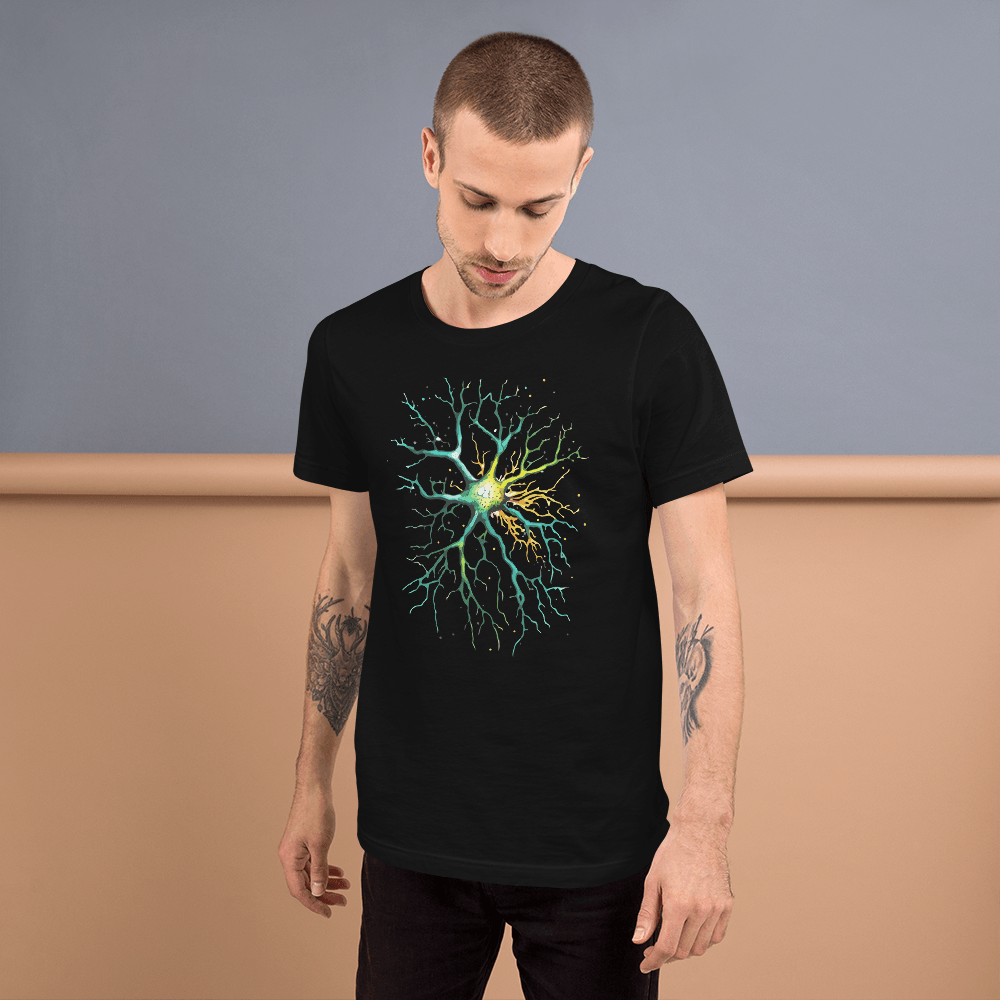 Neural Emerald - T-Shirt - Neuron Watercolour Style Print Art_T-Shirt_BioBrainBuddies_