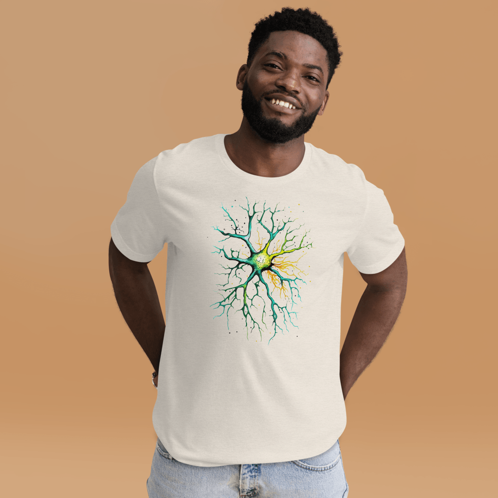 Neural Emerald - T-Shirt - Neuron Watercolour Style Print Art_T-Shirt_BioBrainBuddies_