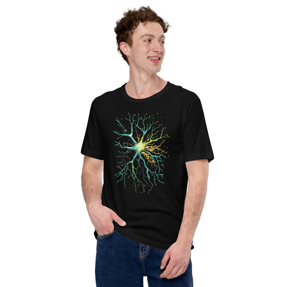 Neural Emerald - T-Shirt - Neuron Watercolour Style Print Art_T-Shirt_BioBrainBuddies_