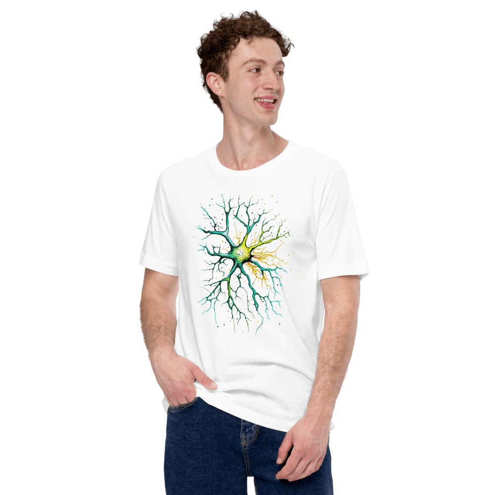 Neural Emerald - T-Shirt - Neuron Watercolour Style Print Art_T-Shirt_BioBrainBuddies_